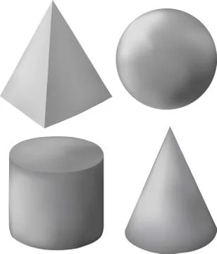 Gray 3d geometric figures Stock Illustration