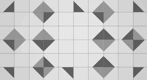 Gray 3d pyramid shapes on grid background Stockillustratie