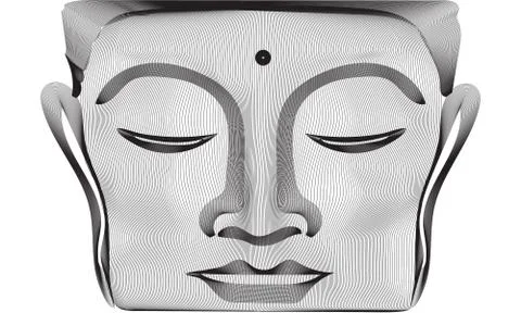 Gray abstract 3d lines Buddha face statue Stock Illustration