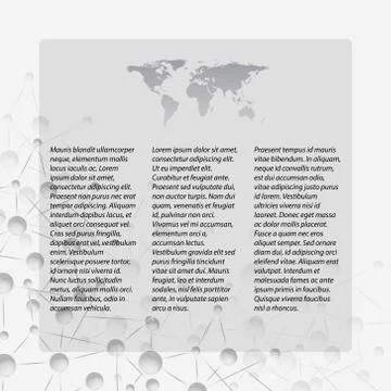 Gray Abstract background of molecule structure, template with world map icon Stockillustratie