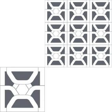 Gray abstract pattern from geometric shapes with pattern unit. Stock Illustration