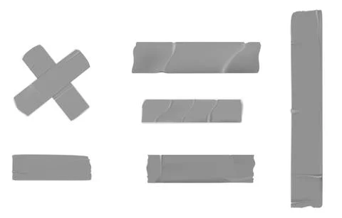 Gray adhesive tape set isolated on white Stock Illustration