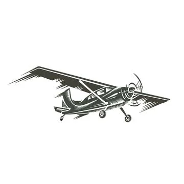 Gray airplane, isolated object on white background, vector illustration, Stock Illustration