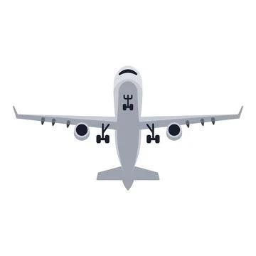 Gray airplane with landing gear down, seen from below. Illustrating travel Stock Illustration