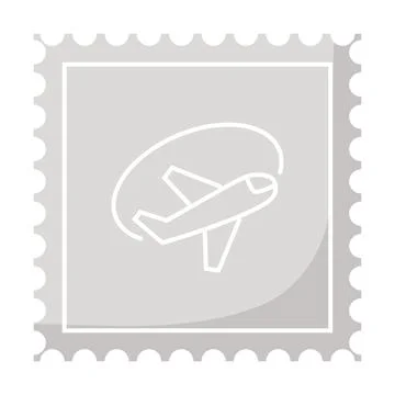 Gray airplane stamp Ilustração Stock