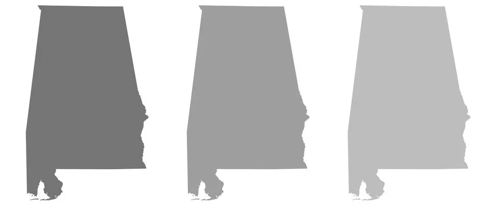 Gray Alabama map sets on white background. United States of America, usa, us Stock Illustration