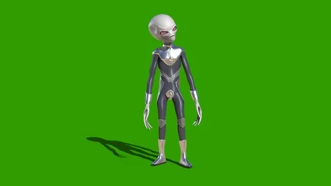 Gray Alien Gestures Green Screen 3D Rendering Animation 4K Stock Footage 124738573