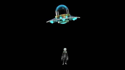 Gray Alien Ray Attractor Alpha Matte Spaceship 3D Rendering Animation 스톡 동영상 125473656