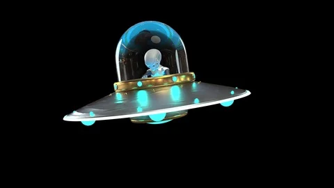 Gray Alien Spaceship UFO Loop Alpha Matte 3D Rendering Animation 스톡 동영상 125473783