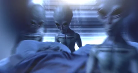 Gray Aliens in a Bedroom Stock Footage 161078395