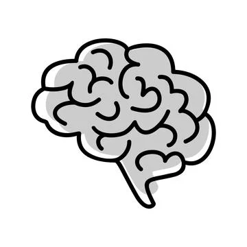 Gray and black brain icon on white background. Flat vector illustration Stock Illustration