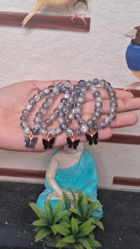 Gray and black couples necklace and beads Stock Footage 305847002