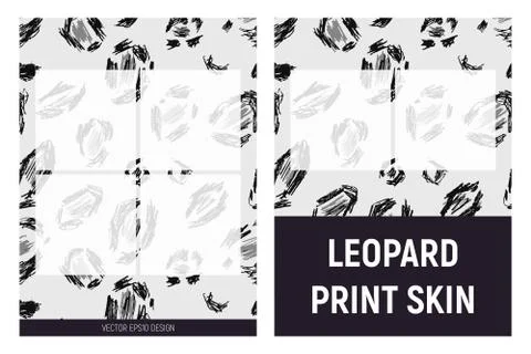 Gray and black leopard print skin. Stock Illustration