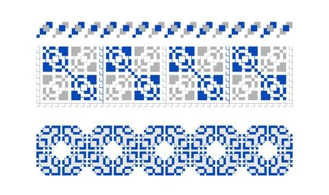 Gray and blue pixel pattern for embroidery Stock Illustration