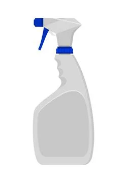 Gray and blue plastic spray bottle on a white background. Vector illustration Stock Illustration
