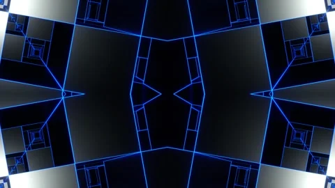 Gray and Blue Square Output Kaleidoscope Background VJ Loop in 4K Video stock 330303463