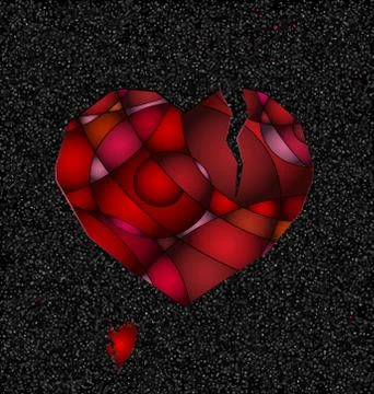 Gray and broken red heart Stock Illustration