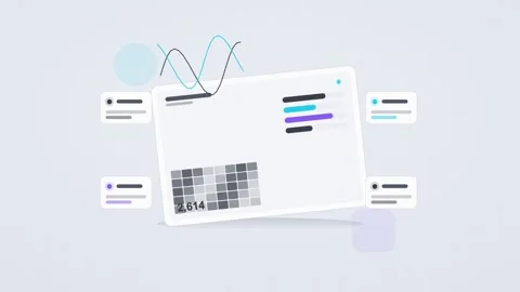 Gray and cyan analytics dashboard flat design loop Stock Footage 342628553