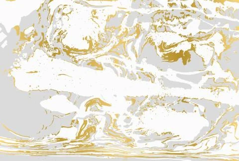 Gray and gold agate ripplle pattern. Pale beautiful marble background. Stock Illustration