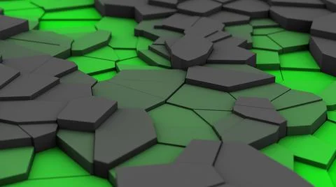Gray and green broken surface, close-up.. Abstract illustration, 3d render. Stock Illustration
