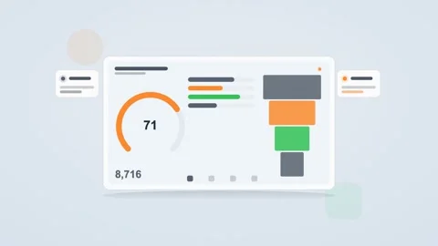 Gray and orange analytics dashboard flat design loop Stockbeeldmateriaal 342628893