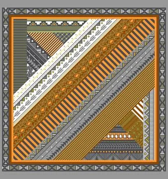 Gray and orange ethnic pattern Stock Illustration