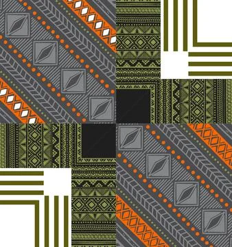 Gray and orange ethnic pattern Stock Illustration