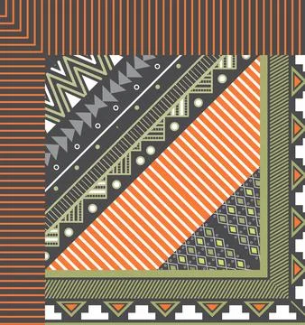 Gray and orange ethnic pattern Stock Illustration