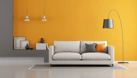 Gray and orange modern lounge Stock Illustration