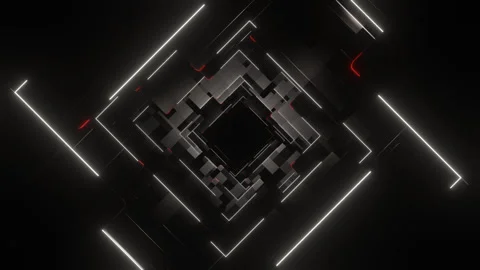 Gray and Red Abstract Squares Dimension Background VJ Loop in 4K Video stock 251447337
