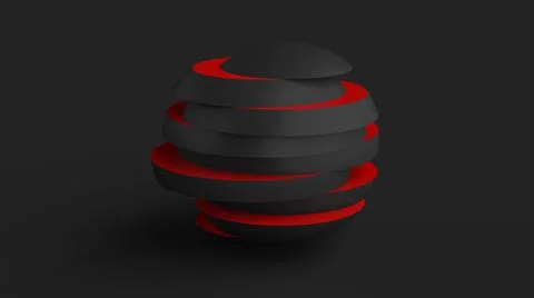 Gray and red broken sphere. Abstract illustration, 3d render. Illustrazione stock