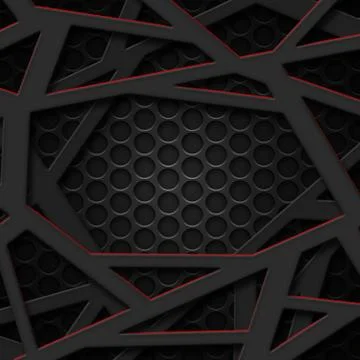 Gray and red frame on black mesh. Stock Illustration