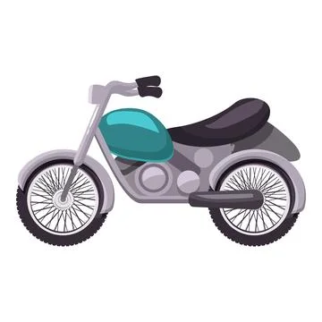 Gray and turquoise motorcycle standing out against white background Stock Illustration
