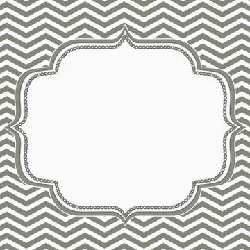 Gray and white chevron frame with embroidery background Stock Illustration