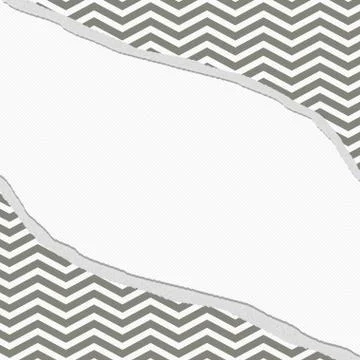 Gray and white chevron frame with torn background Stock Illustration