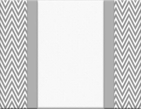 Gray and white chevron zigzag frame with ribbon background Stock Illustration