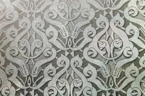 Gray and white graphic resource, repetitive arabesque steampunk art deco pattern Stock Illustration