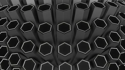 Gray and White Hexagonal Circular Motion Background VJ Loop in 4K Stock Footage 251189828