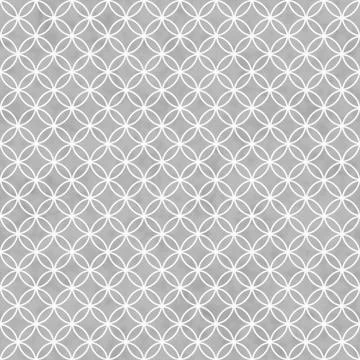 Gray and white interlocking circles tiles pattern repeat background Stock Illustration