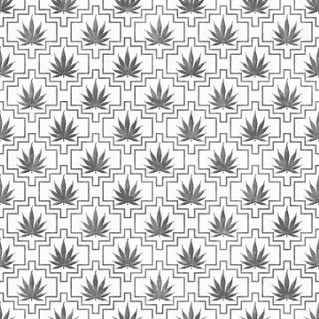 Gray and White Marijuana Tile Pattern Repeat Background Stock Illustration