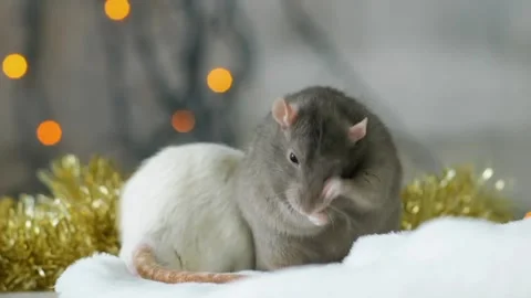 Gray and white rat Video stock 255207920