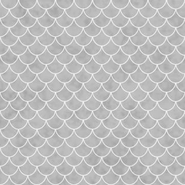 Gray and white shell tiles pattern repeat background Illustrazione stock