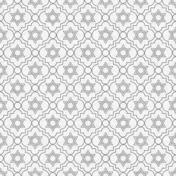 Gray and white star of david repeat pattern background Stock Illustration