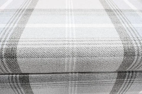 Gray and white tartan pattern fabric texture showing textile threads and so.. Stock Photos