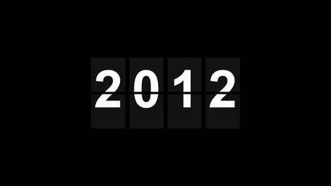 Gray and White Year Numbers Incrementing Vertically on Black Background Video stock 348156155