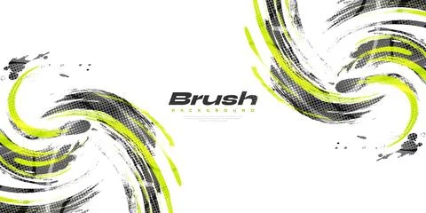 Gray and Yellow Brush Background with Halftone Effect Stock Illustration