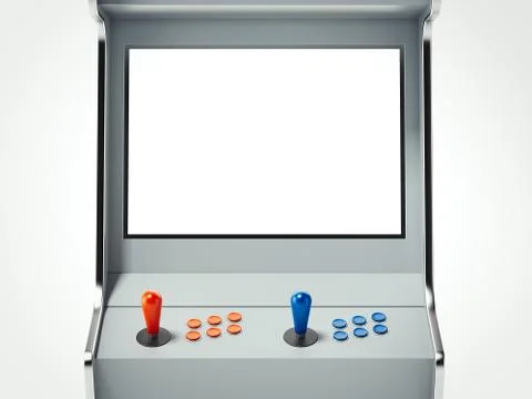 Gray arcade game machine. 3d rendering Stock Photos