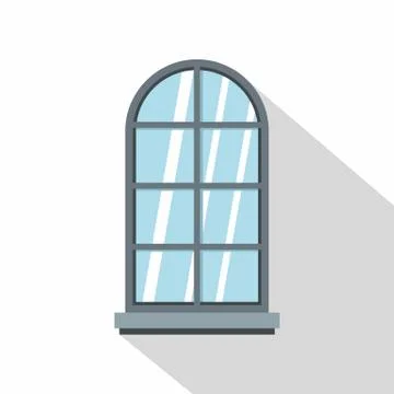 Gray arched window icon, flat style Ilustración de archivo