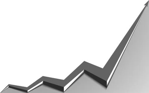 Gray arrow graph goes up on white background Stock Illustration