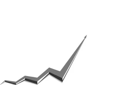 Gray arrow graph goes up white background Stock Illustration